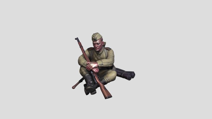 WW2 Soviet Tank Rider 3D Model