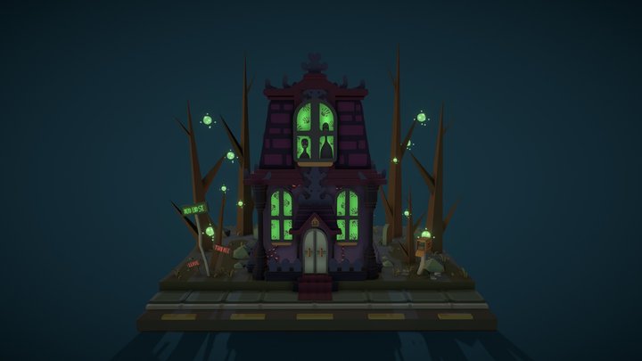The House at the End of the Lane (Night) 3D Model