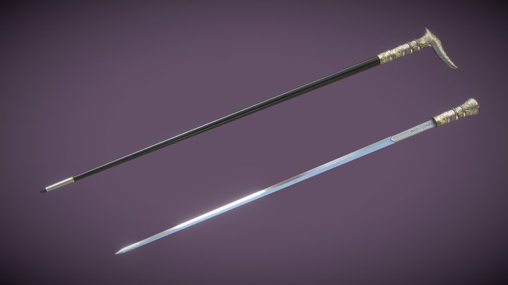 Victorian cane-sword 3D Model