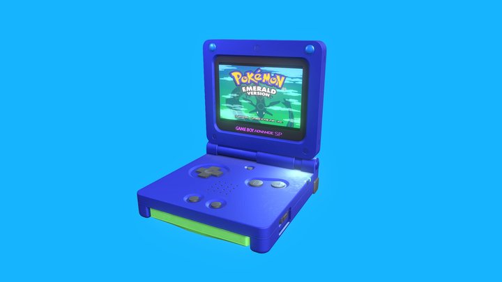 Nintendo Gameboy Advance SP Pokemon Emerald 3D Model
