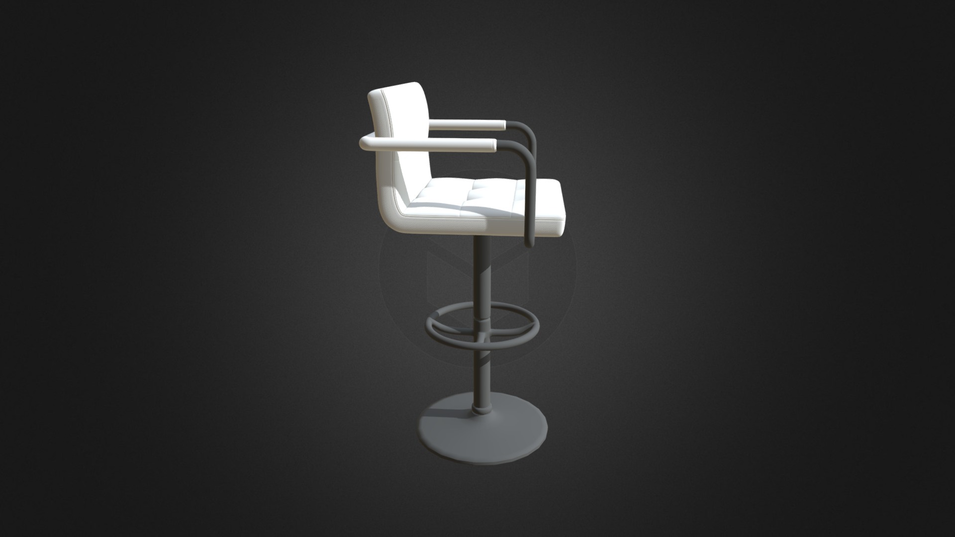3D model Leather Hocker Chair - This is a 3D model of the Leather Hocker Chair. The 3D model is about a white chair with a white arm rest.