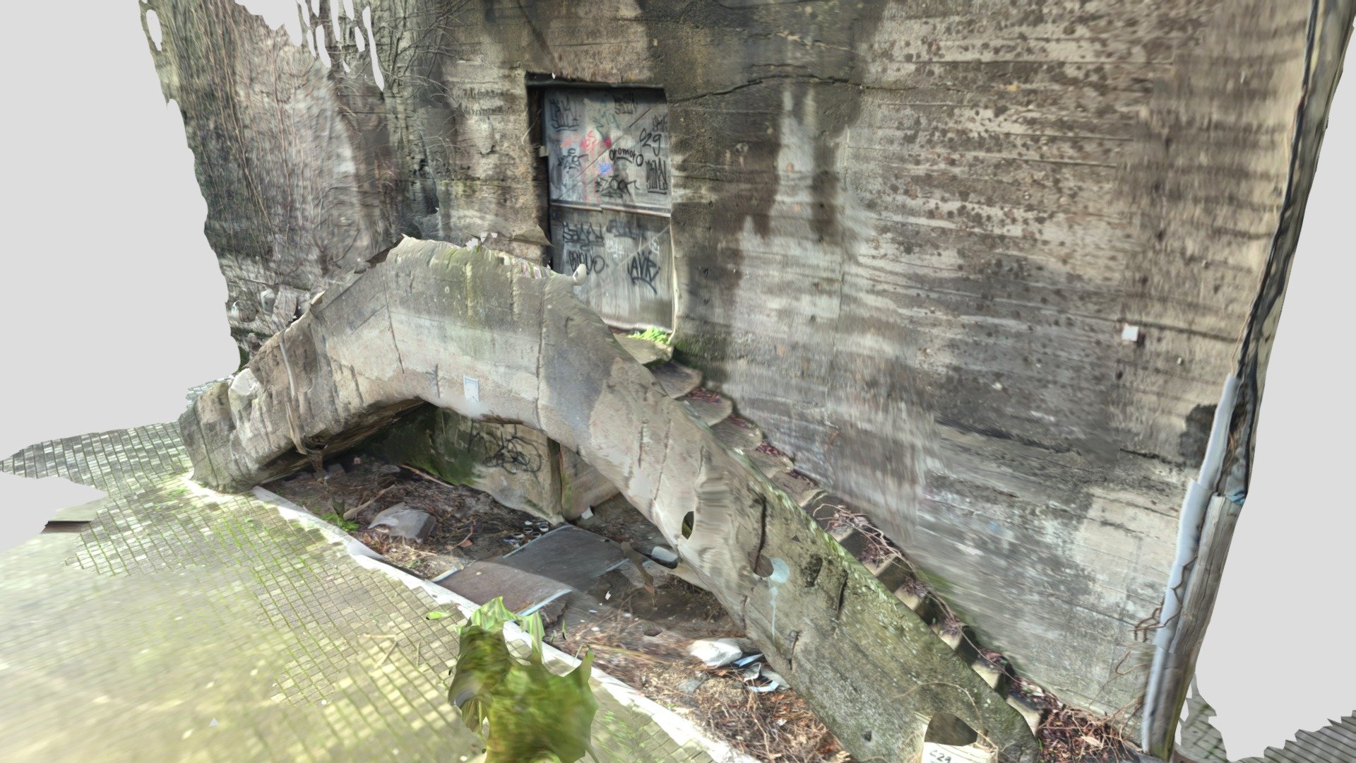 Staircases, entrance to a two-level bunker Lidar
