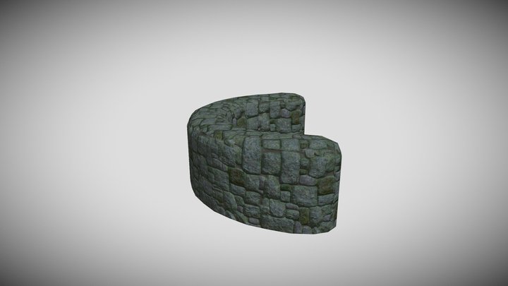 Wall Stone Curved Low Poly Asset 3D Model