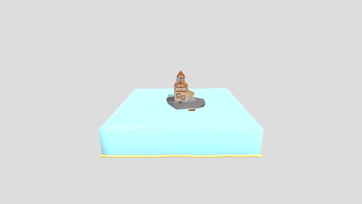 House  Surrounded by Seaside 3D Model