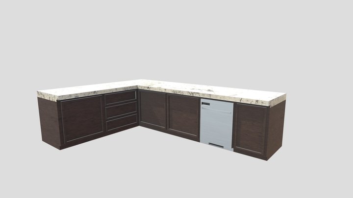 Long Cabinet Table/ Dishwasher 3D Model
