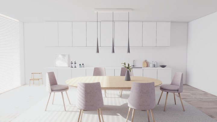 Dining room | Kichen baked 3D Model