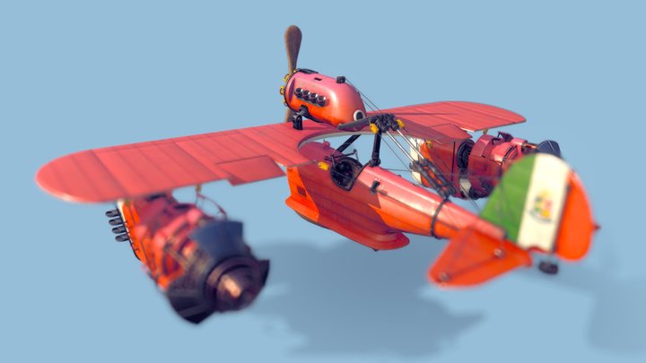 The Seapig Dieselpunk Monoplane 3D Model