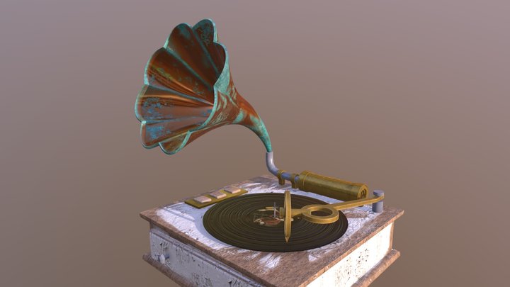 Old Steampunk Grammophone 3D Model