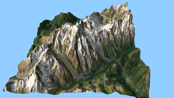 Snow Mountains Valley - Mont Blanc 3D Model
