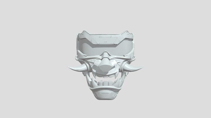 futuristic mechanical oni mask 3D Model