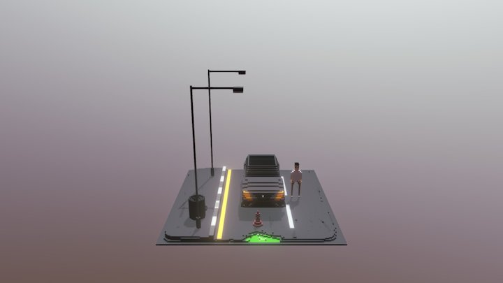 voxel road Scene 3D Model