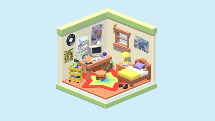 isometric bedroom 🛏️✨ 3D Model