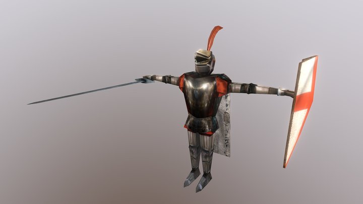 Knight Character Model, Retro Style, Game Ready 3D Model