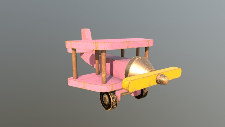 Wooden Toy Plane 3D Model