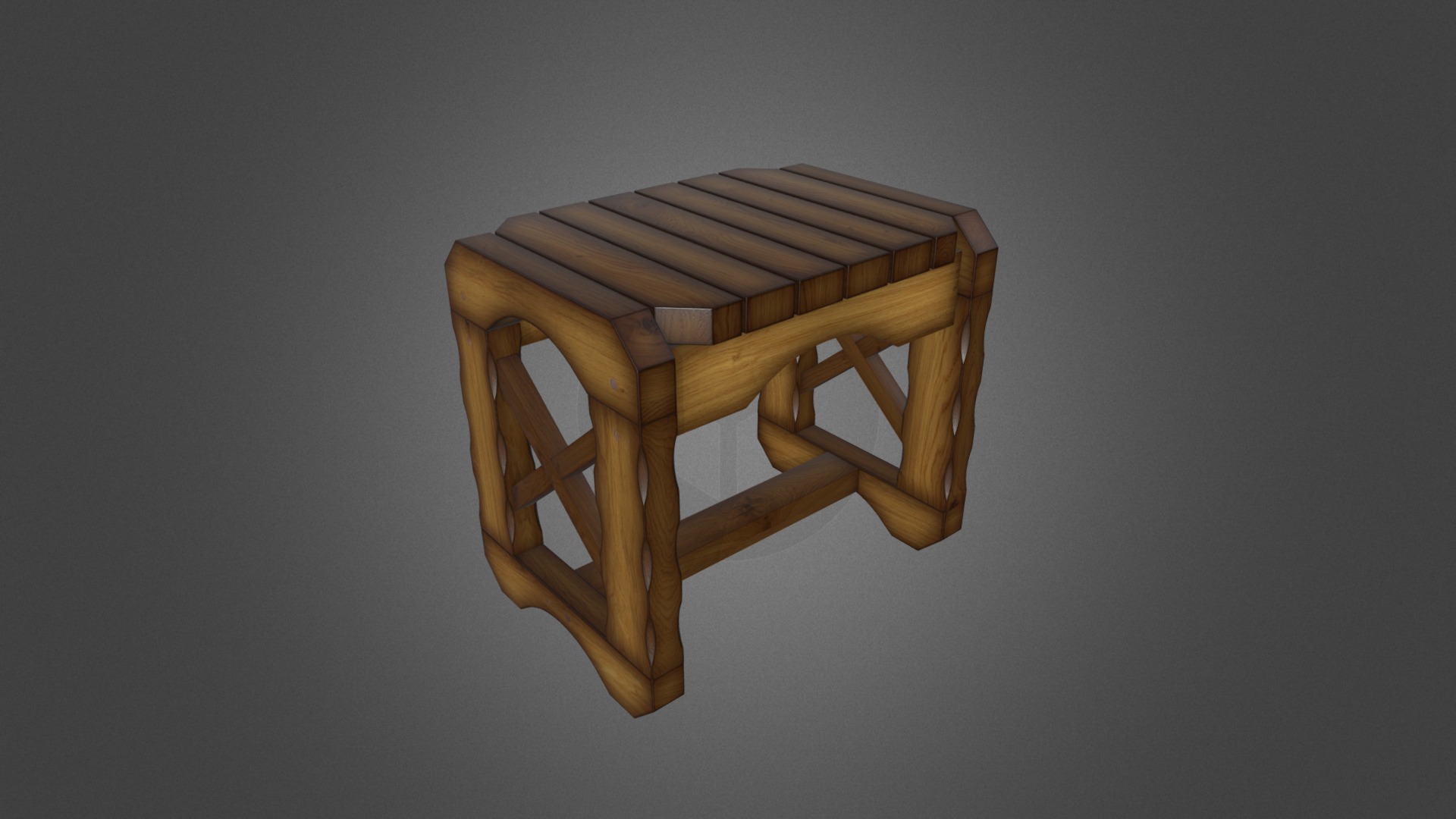 3D model stool bench - This is a 3D model of the stool bench. The 3D model is about a wooden chair on a white background.