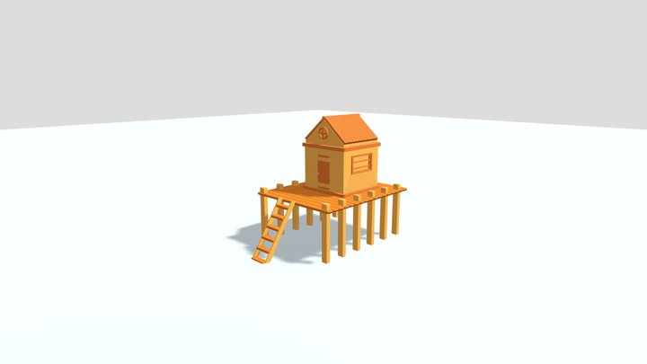 Low Poly Small Beach House 3D Model