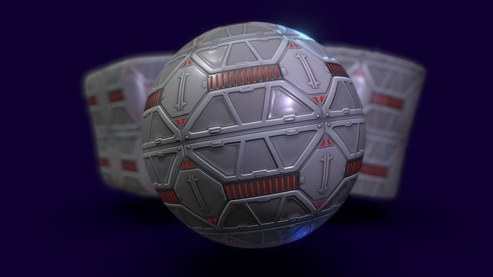 Stylized PBR Texture / Material Sci-fi Wall 3D Model