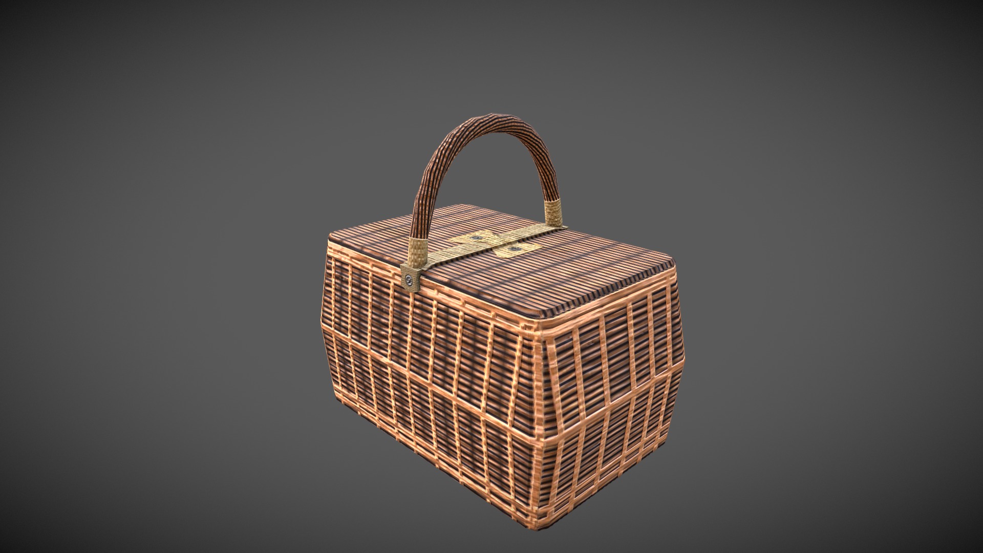 3D model Basket - This is a 3D model of the Basket. The 3D model is about a brown and white woven basket.