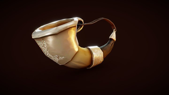 Low Poly Viking Drinking horn 3D Model