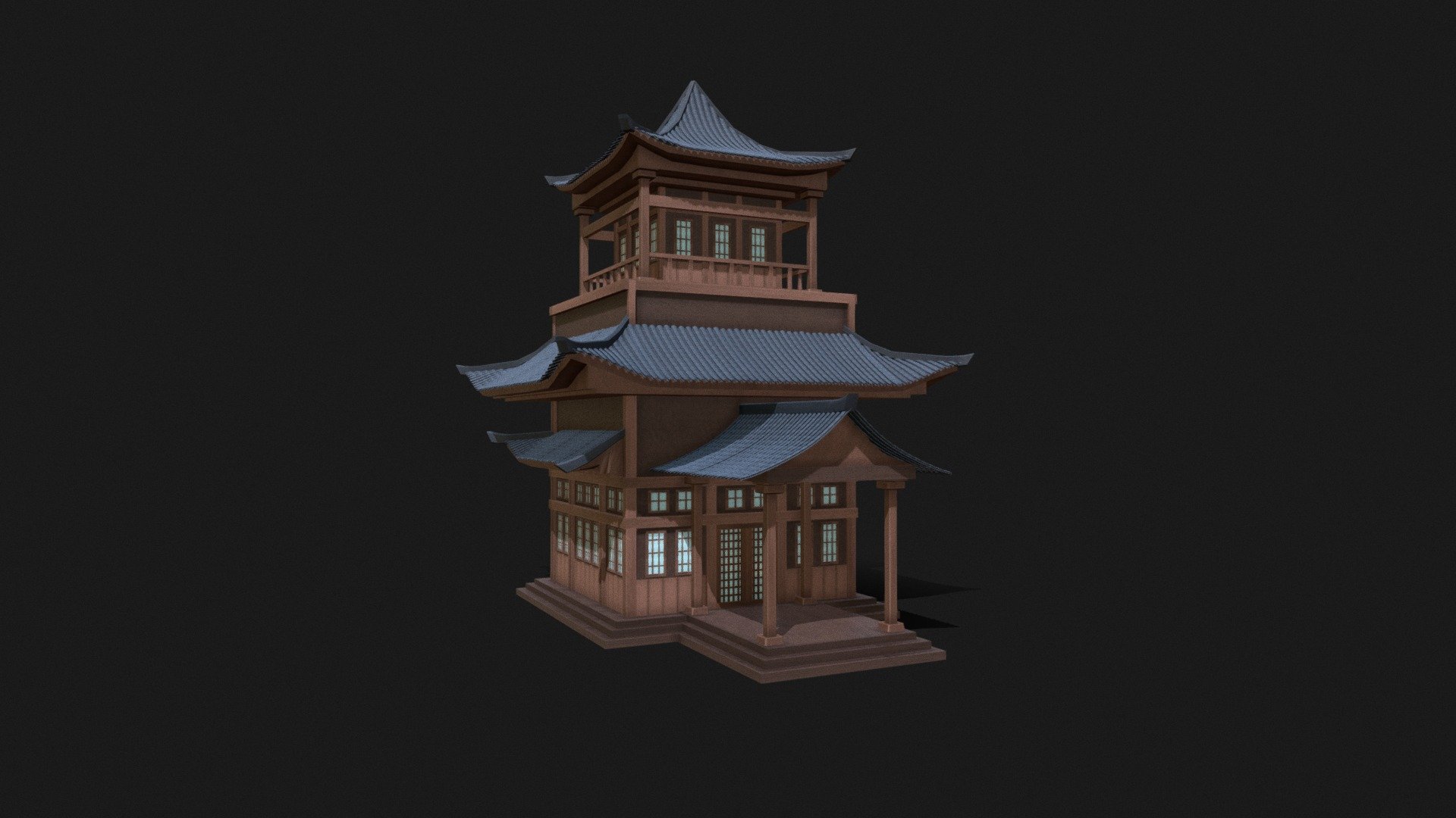 Japanese Building - 3D model by legitperspective [485c579] - Sketchfab