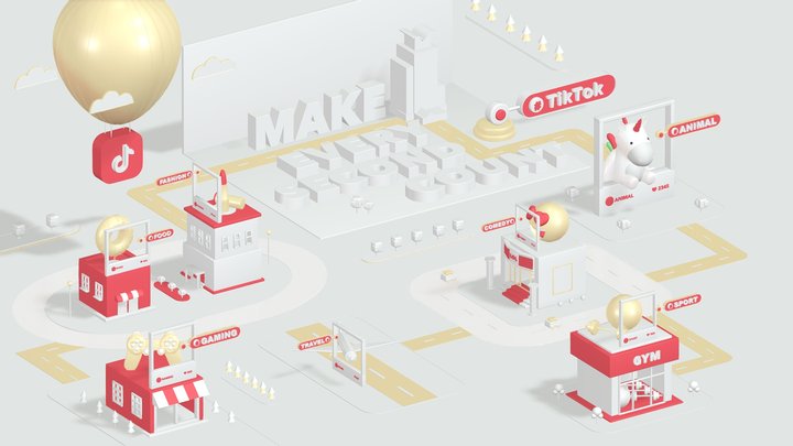 Cartoon TikTok Modren City Concept 3D Model