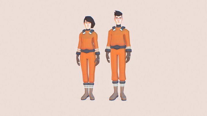 Astronauts | Lowpoly Characters 3D Model