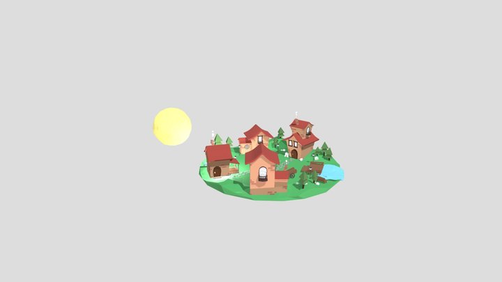 Small Low Poly Village 3D Model