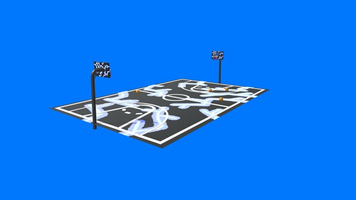 BASKETBALL COURT WITH GRAPHICS