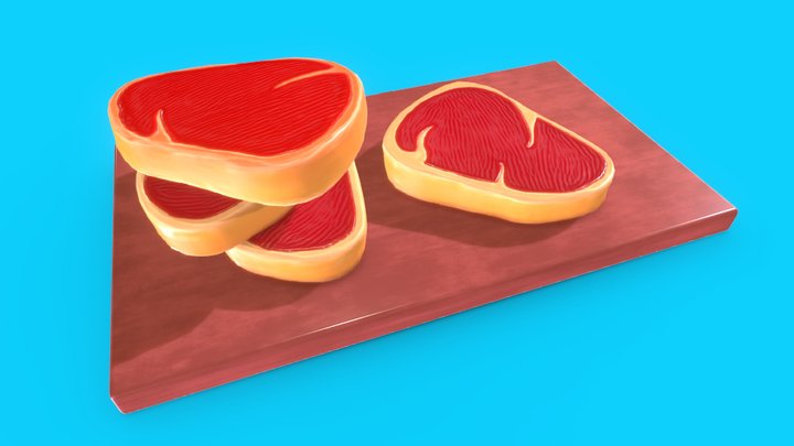 Stylized Raw Steak 3D Model