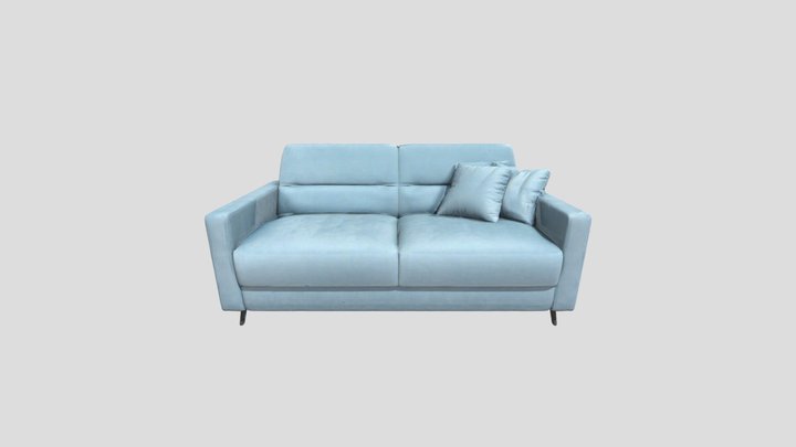 Blue Sofa with Cushions 3D Model