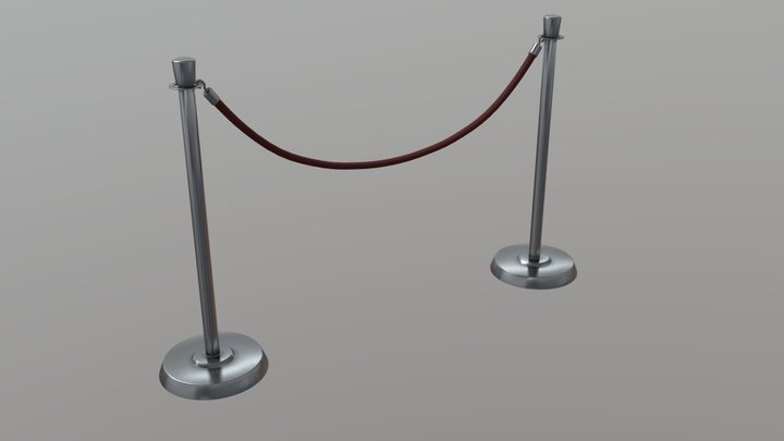 Velvet Rope and Metal Poles 3D Model