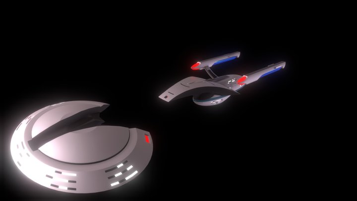 Virgo Class Starship Saucer Separation 3D Model