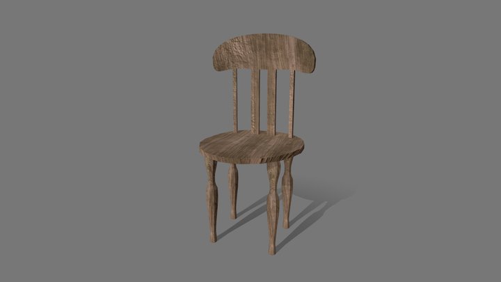 Wooden Round Chair 3D Model