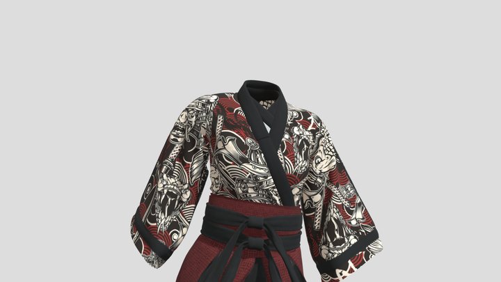 Japanese Kimono Haori 3D Model