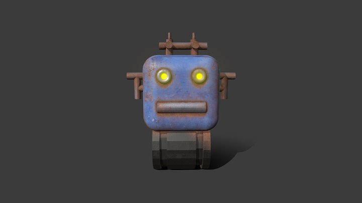 Blue Rusty Robot 3D Model