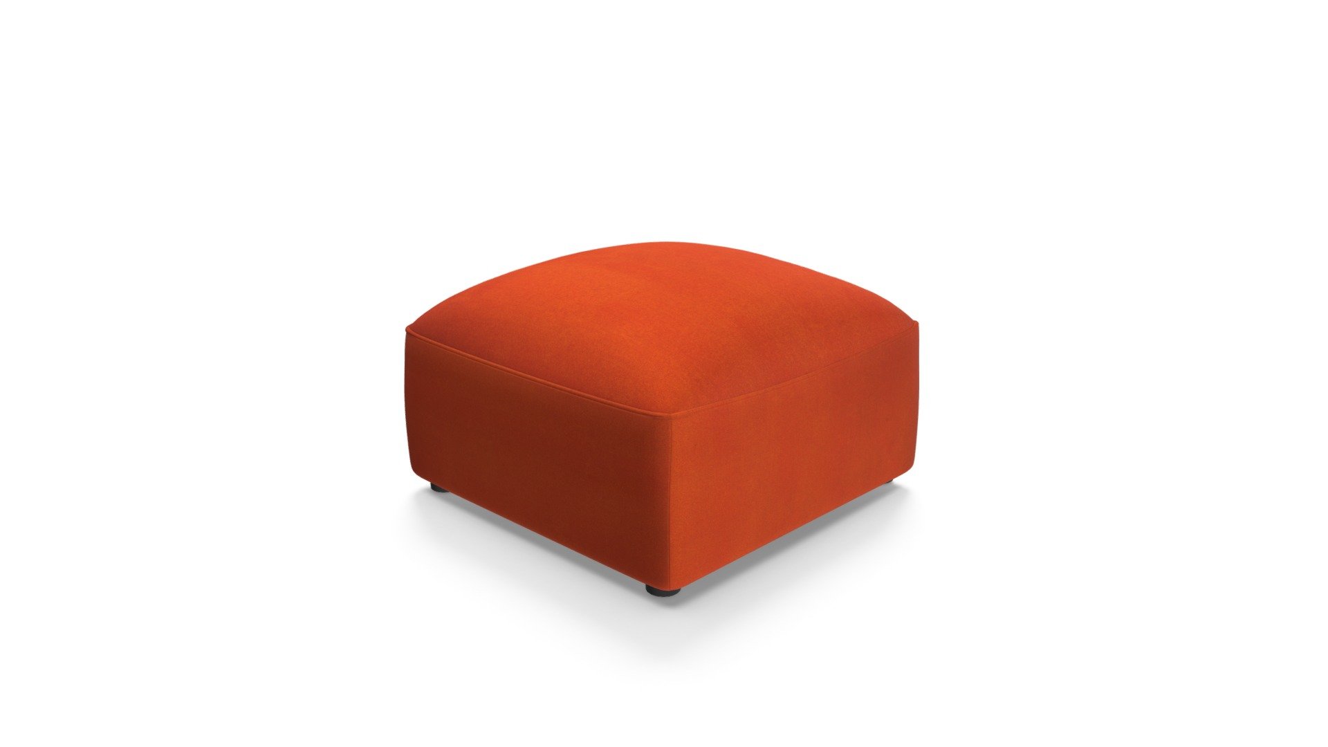 Juno Modular Ottoman,Flame Orange Velvet