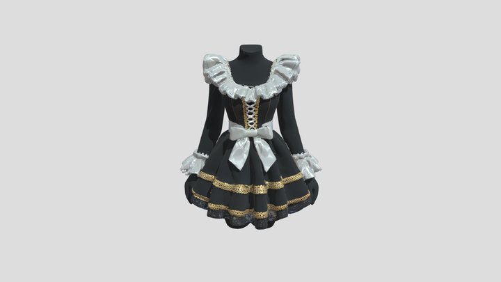 beautiful maid costume 3D Model