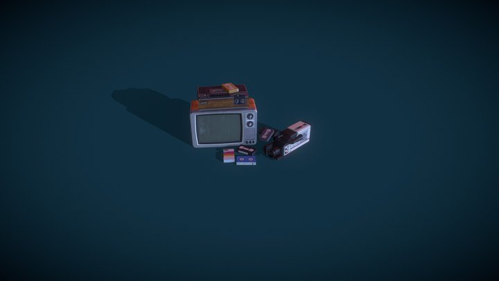 TV, VCR, Camcorder and Tape 3D Model
