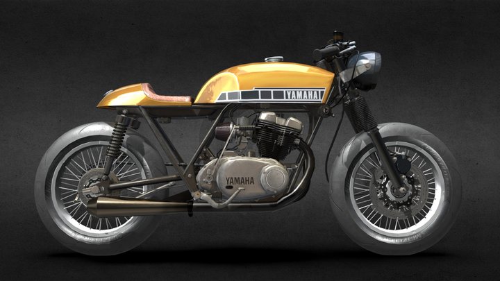 Yamaha 500 custom motorbike 3D Model