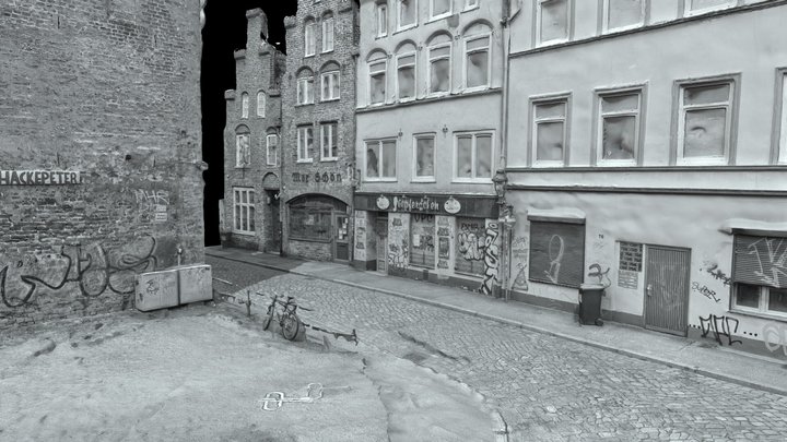 Abandoned pub - street scene -  monochrome 3D Model