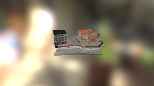 low poly city DAE 3D Model