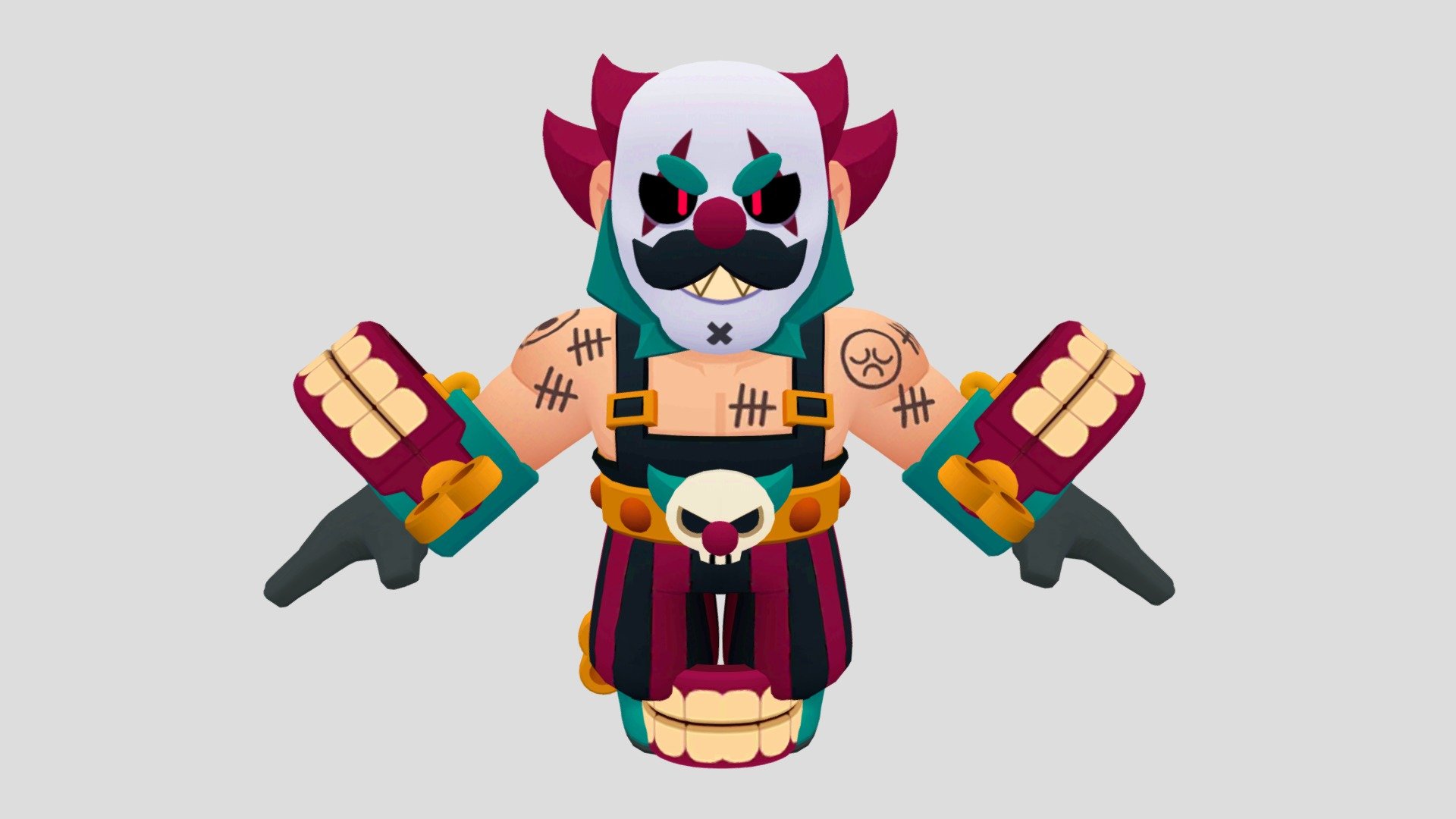 Dark Clown Sam T- Pose 3d Model Brawl Stars - Download Free 3D model by ...
