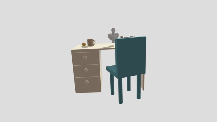 Studio_ Apartment_Desk 3D Model