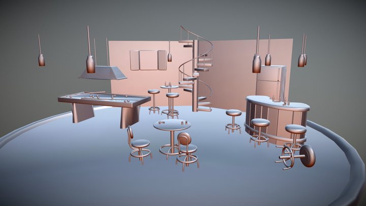 Dive Bar Scene 3D Model
