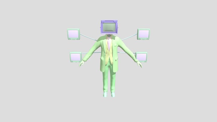 Large Tv Man Free 3D Model