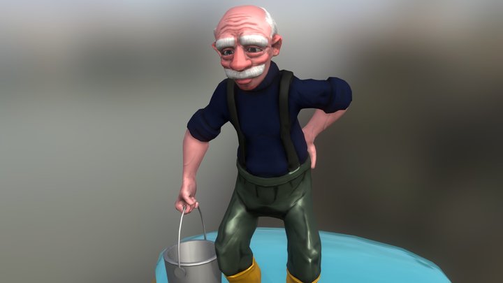 Fisherman Grandpa 3D Model