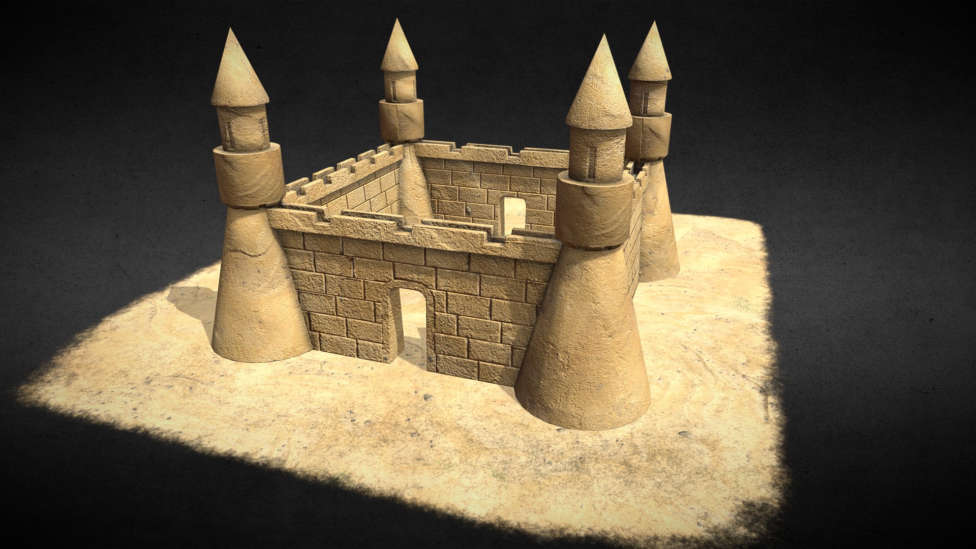 3D model Sand Castle - This is a 3D model of the Sand Castle. The 3D model is about a stone castle with multiple towers.