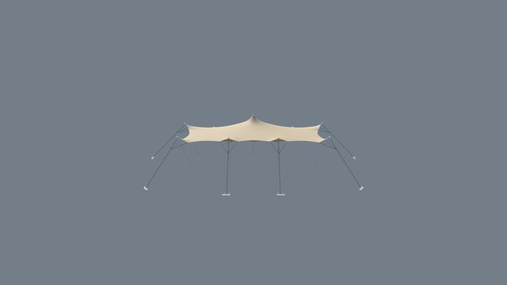 Stretch Tents RHI - 7,5m x 10,5m - 1 side close 3D Model
