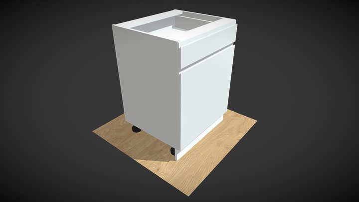 600 Lower Cabinet 2 Drawers Waste Bins 3D Model