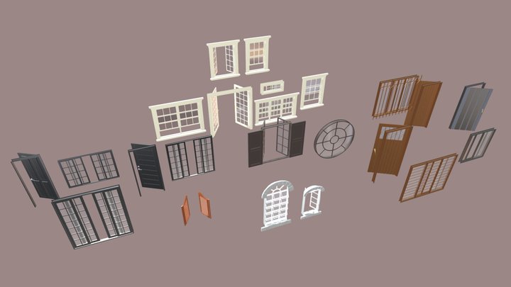 Various types of doors and windows 3D Model